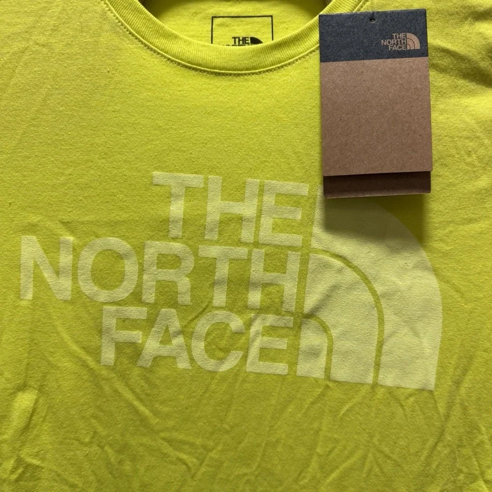 The North Face T-Shirt Men's Logo Neon Yellow Hiking Outdoors Size‎ Medium NEW
